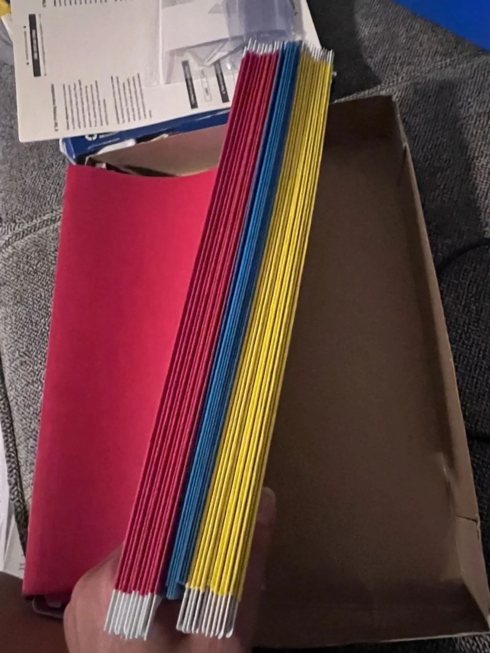 Assorted Hanging Folders - Blue, Red & Yellow (20 Pack)